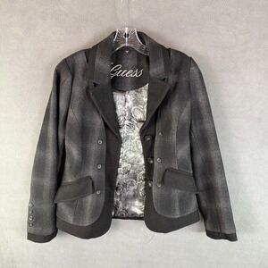 VTG Guess Womens Wool Blend Blazer Double Breasted M Rose Lined Luxury Y2K 00s